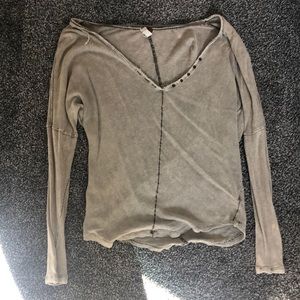 Free People long sleeve army green shirt.